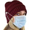 imageCC Soft Stretch Cable Knit Side Epoxy Button for Mask Beanie SkullyMaroon