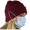 imageCC Soft Stretch Cable Knit Side Epoxy Button for Mask Beanie SkullyMaroon