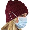 imageCC Soft Stretch Cable Knit Side Epoxy Button for Mask Beanie SkullyMaroon