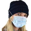 imageCC Soft Stretch Cable Knit Side Epoxy Button for Mask Beanie SkullyNavy