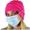 imageCC Soft Stretch Cable Knit Side Epoxy Button for Mask Beanie SkullyNeon Hot Pink