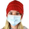 imageCC Soft Stretch Cable Knit Side Epoxy Button for Mask Beanie SkullyRed