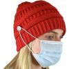 imageCC Soft Stretch Cable Knit Side Epoxy Button for Mask Beanie SkullyRed
