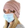 imageCC Soft Stretch Cable Knit Side Epoxy Button for Mask Beanie SkullyRose