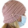 imageCC Soft Stretch Cable Knit Side Epoxy Button for Mask Beanie SkullyRose