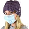 imageCC Soft Stretch Cable Knit Side Epoxy Button for Mask Beanie SkullyViolet