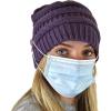imageCC Soft Stretch Cable Knit Side Epoxy Button for Mask Beanie SkullyViolet