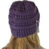 imageCC Soft Stretch Cable Knit Side Epoxy Button for Mask Beanie SkullyViolet