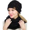 imageCC Soft Stretch Colorful Confetti Cable Knit Beanie and Infinity Loop Scarf SetBlack