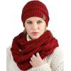 imageCC Soft Stretch Colorful Confetti Cable Knit Beanie and Infinity Loop Scarf SetBurgundy