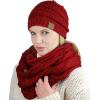 imageCC Soft Stretch Colorful Confetti Cable Knit Beanie and Infinity Loop Scarf SetBurgundy
