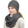 imageCC Soft Stretch Colorful Confetti Cable Knit Beanie and Infinity Loop Scarf SetDark Melange Gray