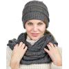 imageCC Soft Stretch Colorful Confetti Cable Knit Beanie and Infinity Loop Scarf SetDark Melange Gray
