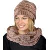 imageCC Soft Stretch Colorful Confetti Cable Knit Beanie and Infinity Loop Scarf SetIndi Pink