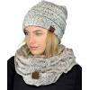 imageCC Soft Stretch Colorful Confetti Cable Knit Beanie and Infinity Loop Scarf SetIvory