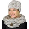 imageCC Soft Stretch Colorful Confetti Cable Knit Beanie and Infinity Loop Scarf SetIvory