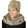 imageCC Soft Stretch Colorful Confetti Cable Knit Beanie and Infinity Loop Scarf SetLatte
