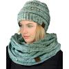 imageCC Soft Stretch Colorful Confetti Cable Knit Beanie and Infinity Loop Scarf SetMint