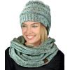 imageCC Soft Stretch Colorful Confetti Cable Knit Beanie and Infinity Loop Scarf SetMint