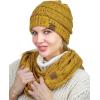 imageCC Soft Stretch Colorful Confetti Cable Knit Beanie and Infinity Loop Scarf SetMustard