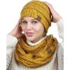 imageCC Soft Stretch Colorful Confetti Cable Knit Beanie and Infinity Loop Scarf SetMustard
