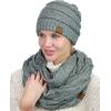 imageCC Soft Stretch Colorful Confetti Cable Knit Beanie and Infinity Loop Scarf SetNatural Gray