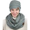 imageCC Soft Stretch Colorful Confetti Cable Knit Beanie and Infinity Loop Scarf SetNatural Gray