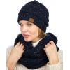 imageCC Soft Stretch Colorful Confetti Cable Knit Beanie and Infinity Loop Scarf SetNavy