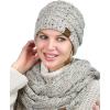imageCC Soft Stretch Colorful Confetti Cable Knit Beanie and Infinity Loop Scarf SetOatmeal