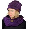 imageCC Soft Stretch Colorful Confetti Cable Knit Beanie and Infinity Loop Scarf SetPurple