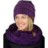 imageCC Soft Stretch Colorful Confetti Cable Knit Beanie and Infinity Loop Scarf SetPurple