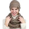 imageCC Soft Stretch Colorful Confetti Cable Knit Beanie and Infinity Loop Scarf SetTaupe