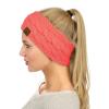 imageCC Soft Stretch Winter Warm Cable Knit Fuzzy Lined Ear Warmer Headband Coral