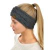 imageCC Soft Stretch Winter Warm Cable Knit Fuzzy Lined Ear Warmer Headband Dark Melange Gray