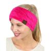 imageCC Soft Stretch Winter Warm Cable Knit Fuzzy Lined Ear Warmer Headband Neon Hot Pink