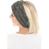 imageCC Soft Stretch Winter Warm Cable Knit Fuzzy Lined Ear Warmer Headband2 Tone BlackDark Beige