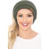 imageCC Soft Stretch Winter Warm Cable Knit Fuzzy Lined Ear Warmer Headband2 Tone Olive