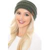 imageCC Soft Stretch Winter Warm Cable Knit Fuzzy Lined Ear Warmer Headband2 Tone Olive