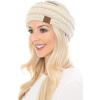 imageCC Soft Stretch Winter Warm Cable Knit Fuzzy Lined Ear Warmer HeadbandBeigeIvory