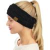 imageCC Soft Stretch Winter Warm Cable Knit Fuzzy Lined Ear Warmer HeadbandBlack