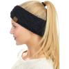 imageCC Soft Stretch Winter Warm Cable Knit Fuzzy Lined Ear Warmer HeadbandBlack Metallic