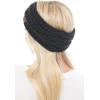 imageCC Soft Stretch Winter Warm Cable Knit Fuzzy Lined Ear Warmer HeadbandBlackCharcoal