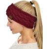 imageCC Soft Stretch Winter Warm Cable Knit Fuzzy Lined Ear Warmer HeadbandBurgundy