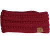 imageCC Soft Stretch Winter Warm Cable Knit Fuzzy Lined Ear Warmer HeadbandBurgundy Ribbed