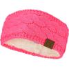 imageCC Soft Stretch Winter Warm Cable Knit Fuzzy Lined Ear Warmer HeadbandCandy Pink