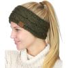 imageCC Soft Stretch Winter Warm Cable Knit Fuzzy Lined Ear Warmer HeadbandConfetti Dark Olive
