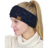 imageCC Soft Stretch Winter Warm Cable Knit Fuzzy Lined Ear Warmer HeadbandConfetti Navy
