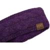 imageCC Soft Stretch Winter Warm Cable Knit Fuzzy Lined Ear Warmer HeadbandConfetti Purple