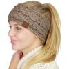 imageCC Soft Stretch Winter Warm Cable Knit Fuzzy Lined Ear Warmer HeadbandConfetti Taupe