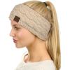 imageCC Soft Stretch Winter Warm Cable Knit Fuzzy Lined Ear Warmer HeadbandDark Beige